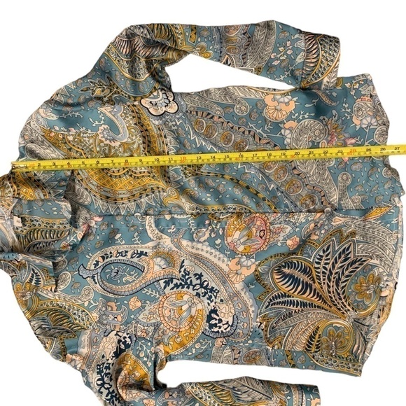 Papaya Long Sleeve Blue Button Front Paisley Shirt - Picture 7 of 8